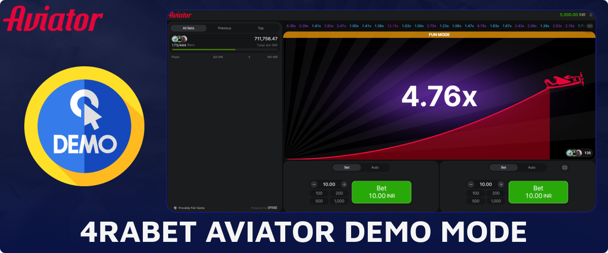 Play Aviator for free in demo mode on 4rabet India